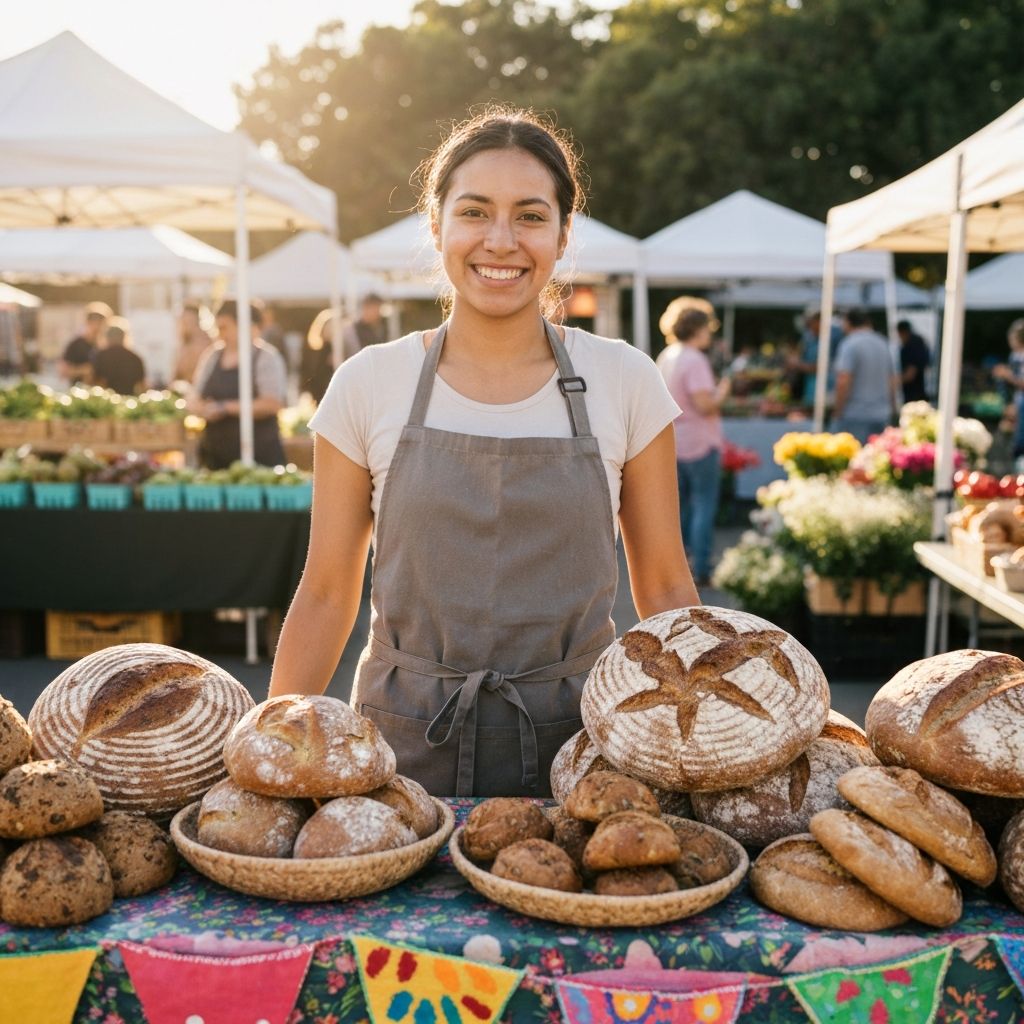 Artisan food vendor showcasing local cuisine at farmers market